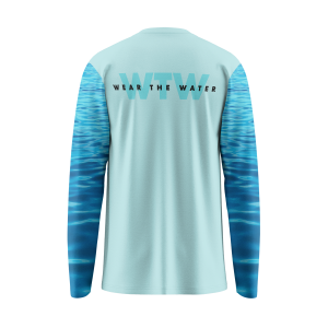 teal and blue long sleeve fishing shirt