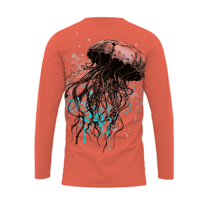 fishing shirt with UV protection - Jellyfish in Salmon Color