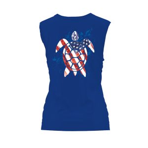 Women's Sleeveless Fishing Shirt -turtle flag