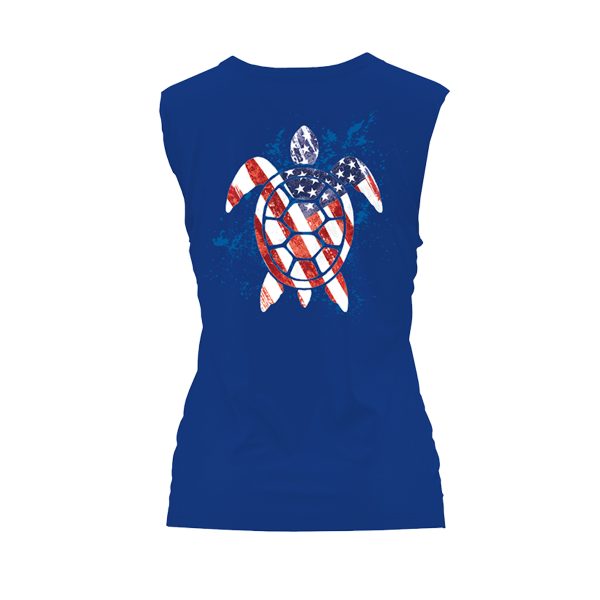 Women's Sleeveless Fishing Shirt -turtle flag