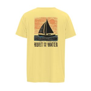 Performance Fishing T-Shirt - Summer Breeze - Back image is a sailboat and says built for the water