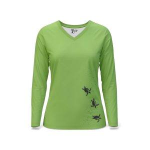 Woman's green baby turtles performance shirt